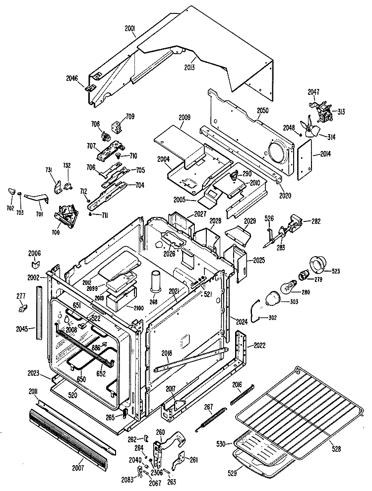 Section Diagram and Parts List for RJ742G*J5  Hotpoint Wall Oven
