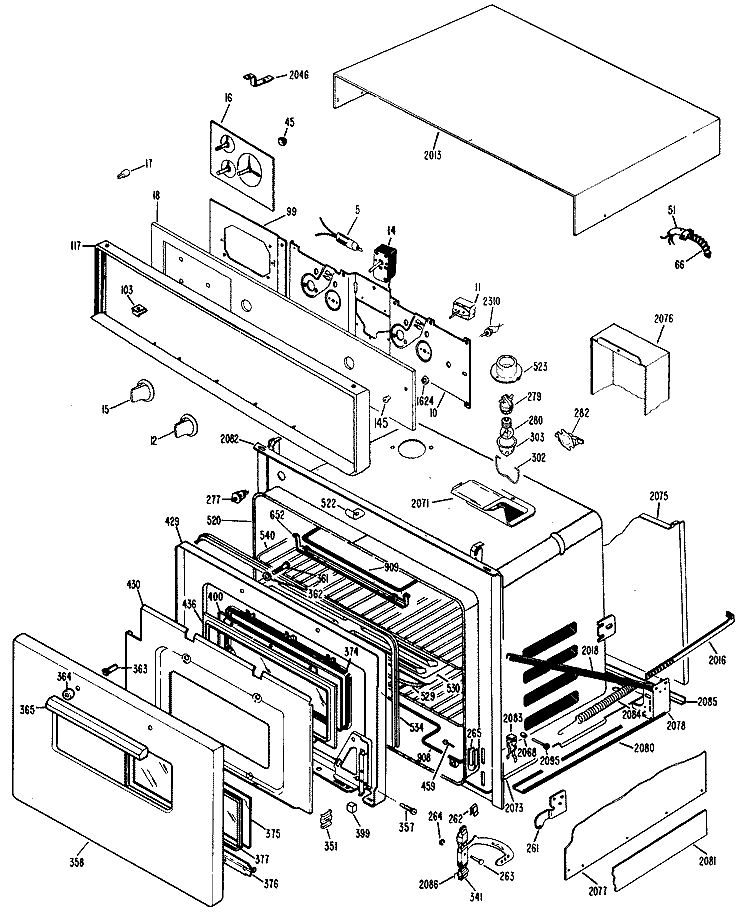 Section Diagram and Parts List for RK38*J4  Hotpoint Wall Oven