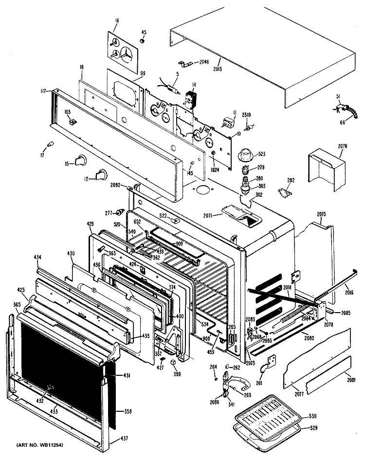 Section Diagram and Parts List for RK38G*J4  Hotpoint Wall Oven