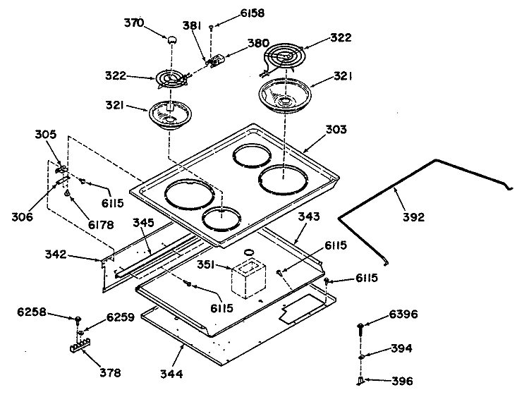 Section Diagram and Parts List for RF725GL3  Hotpoint Range