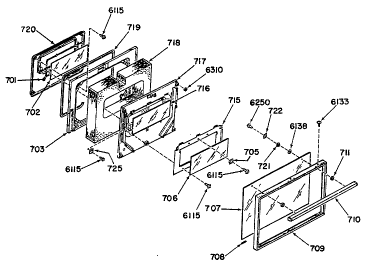 Section Diagram and Parts List for RF725GL3  Hotpoint Range
