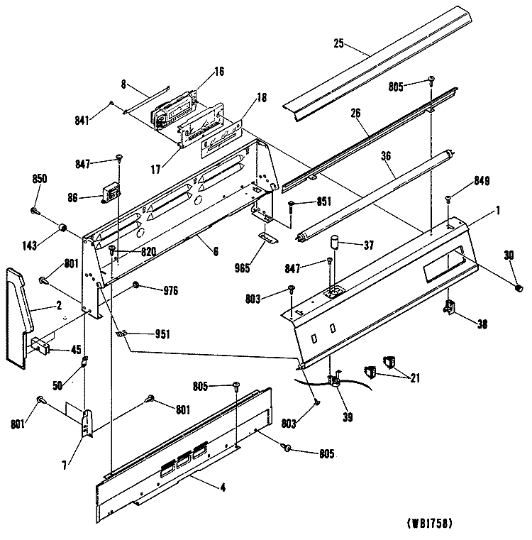 Section Diagram and Parts List for RGB751GEL1  General Electric Range