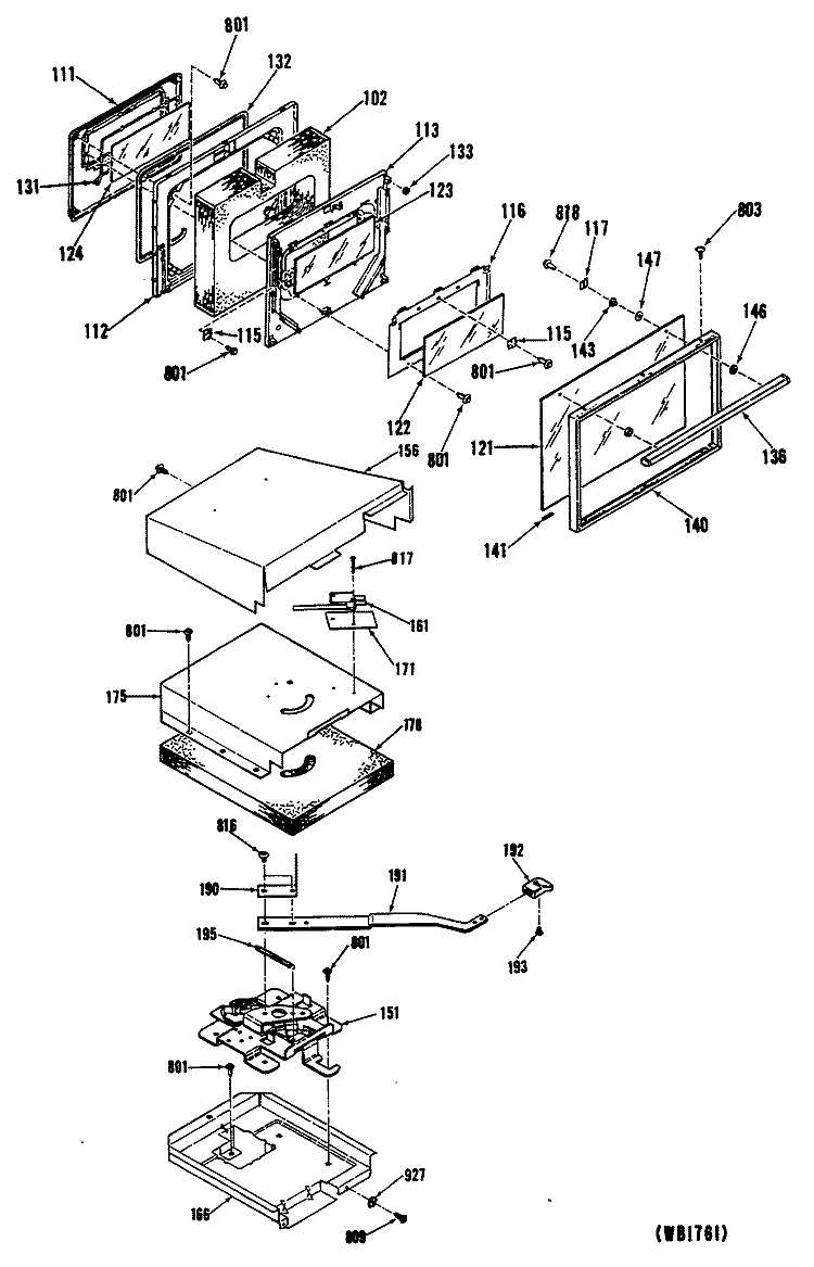Section Diagram and Parts List for RGB751GEL1  General Electric Range
