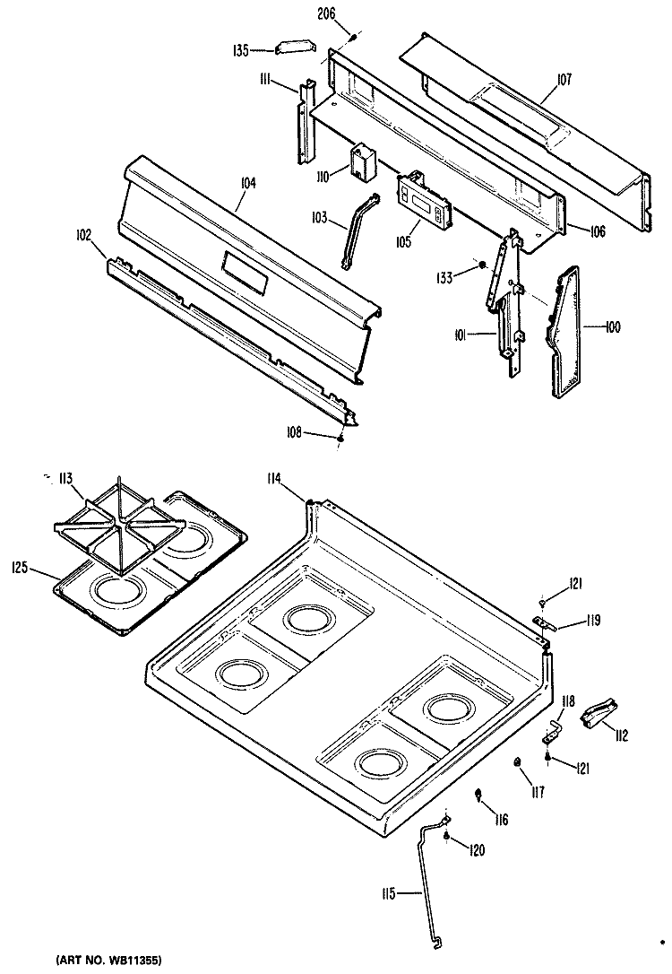 Section Diagram and Parts List for RGB528EN1  Hotpoint Range