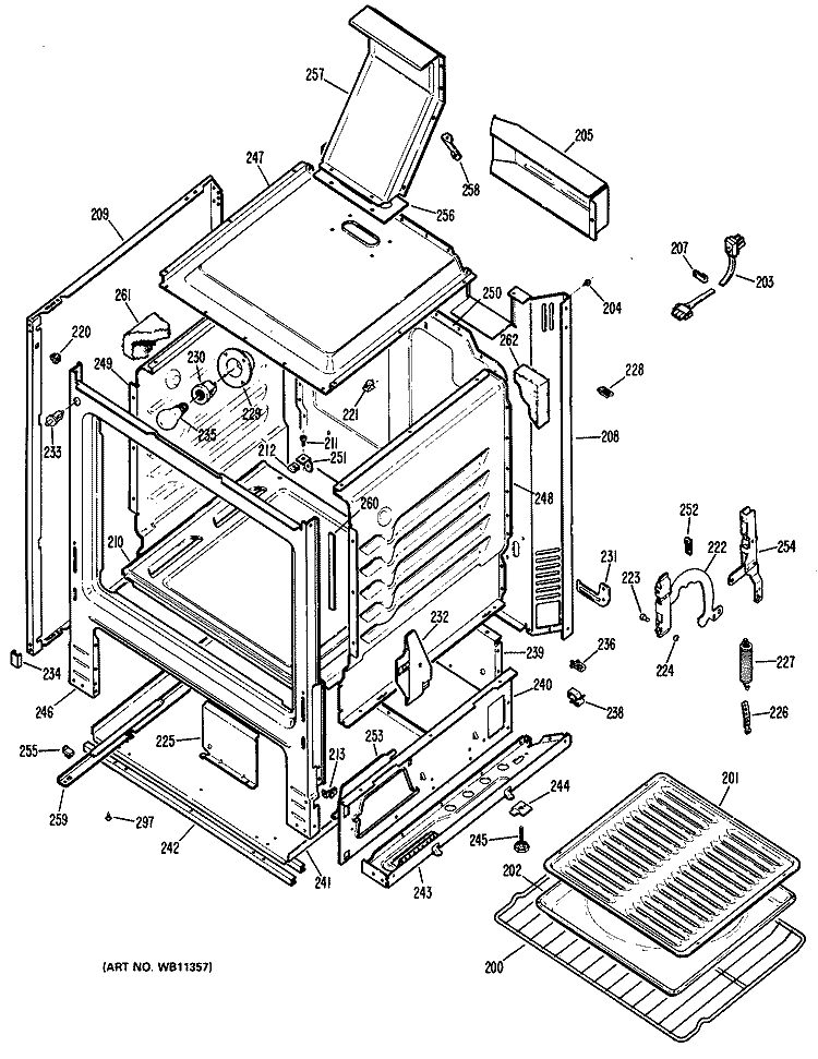 Section Diagram and Parts List for RGB628GEN1  Hotpoint Range