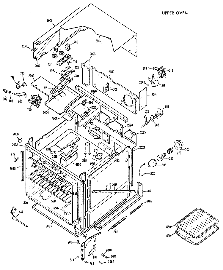 UPPER OVEN Diagram and Parts List for RK777G*M1  Hotpoint Wall Oven