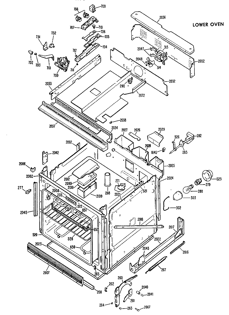LOWER OVEN Diagram and Parts List for RK777G*M1  Hotpoint Wall Oven