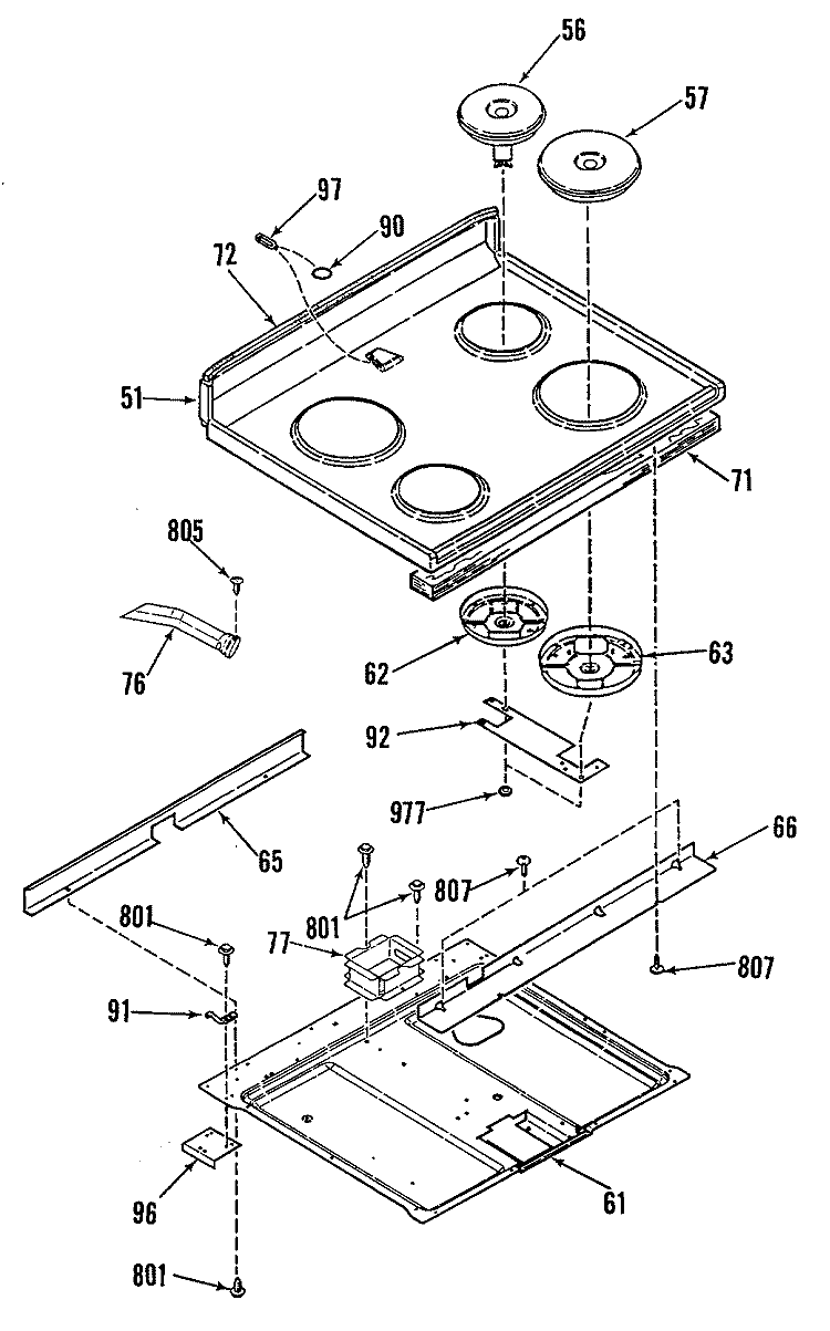 Section Diagram and Parts List for RB740GM1  Hotpoint Range