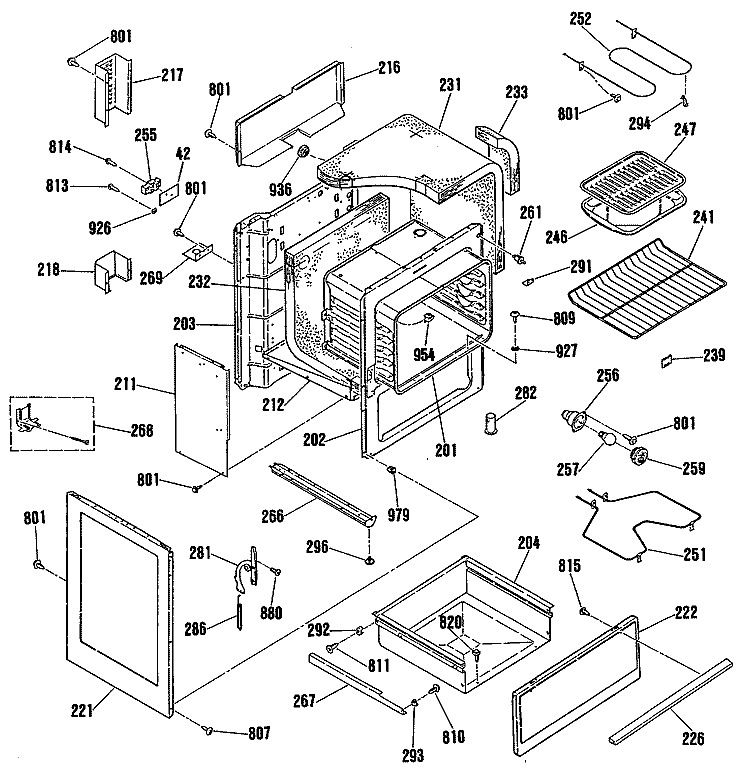 Section Diagram and Parts List for RB754N1  Hotpoint Range