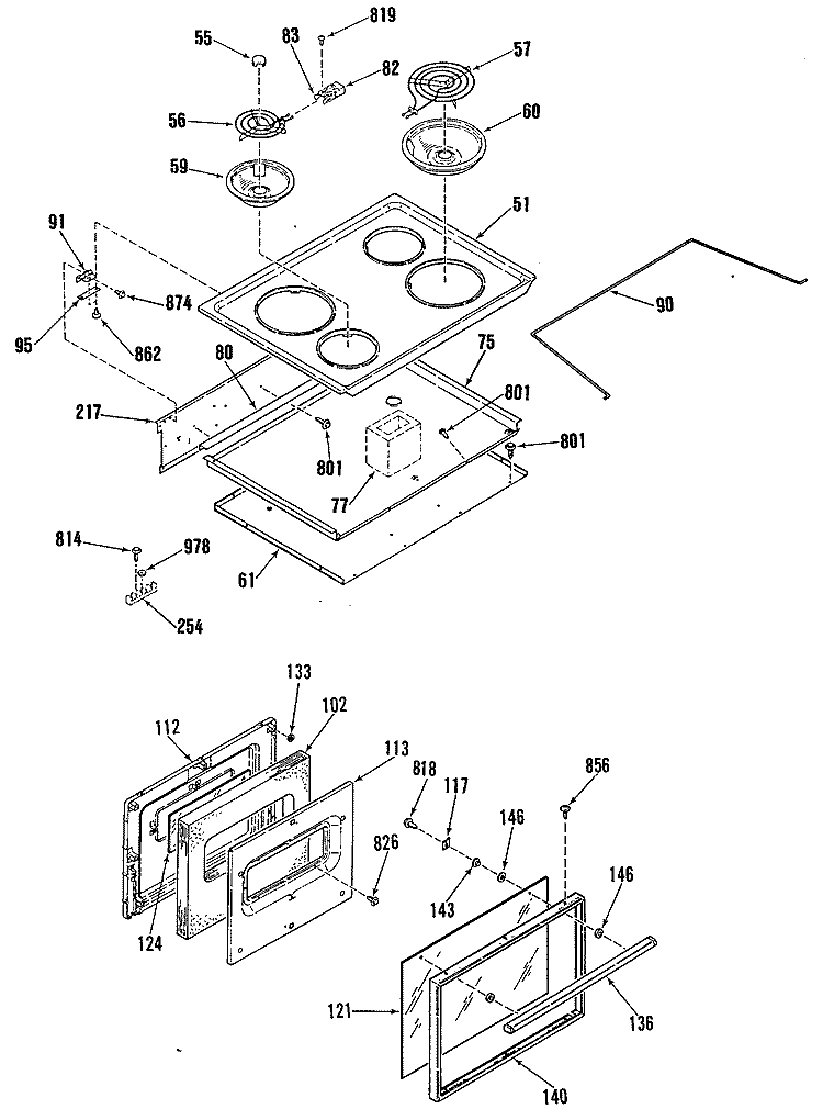 Section Diagram and Parts List for RF615GL2  Hotpoint Range