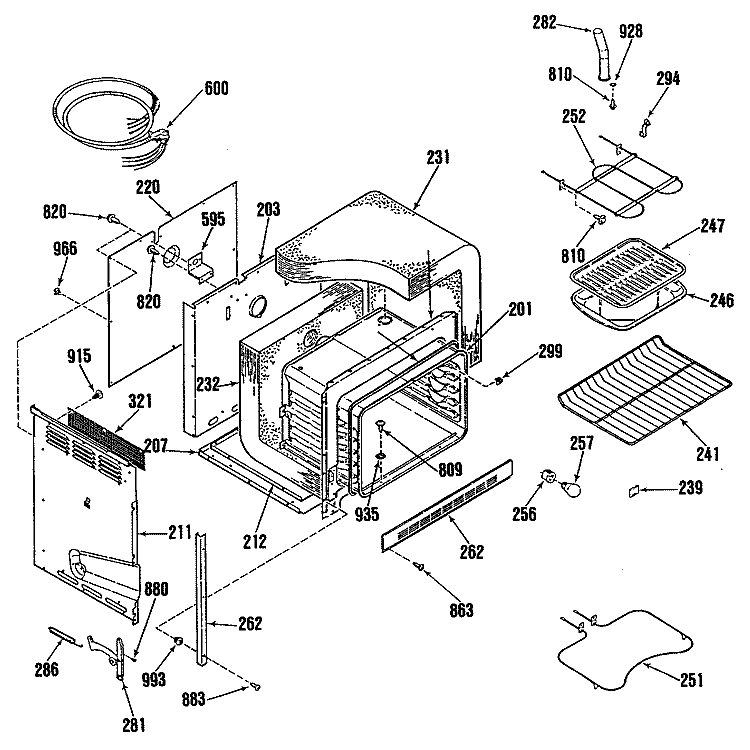 Section Diagram and Parts List for RF615GL2  Hotpoint Range