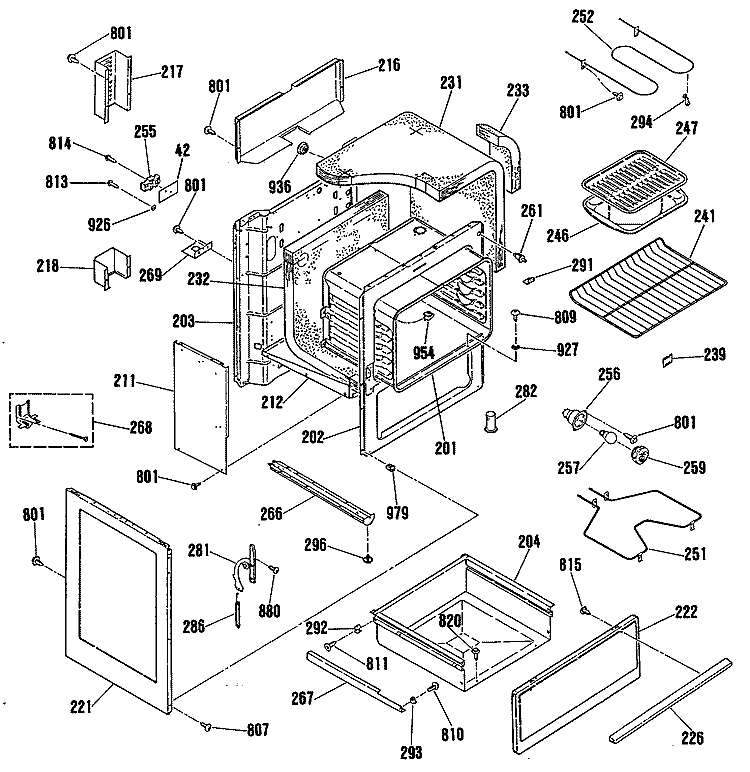 Section Diagram and Parts List for RB757GN1  Hotpoint Range