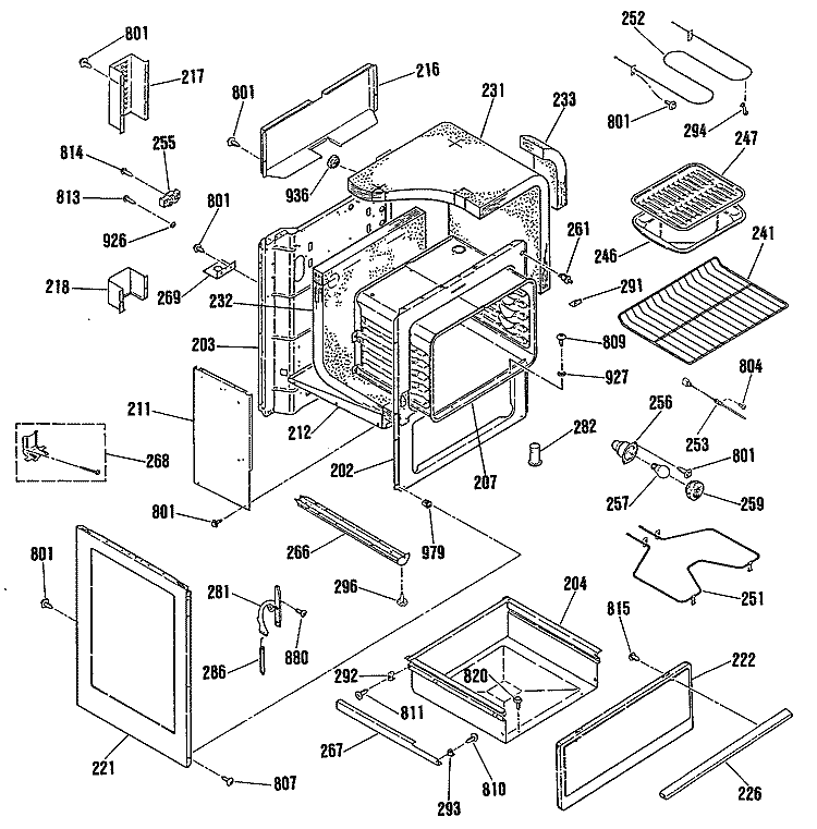 Section Diagram and Parts List for RB767GN1  Hotpoint Range