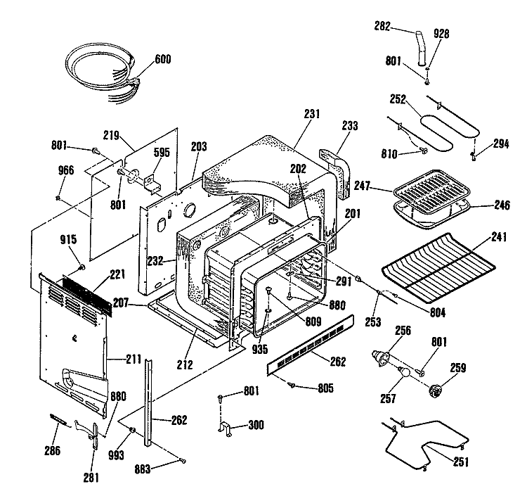 Section Diagram and Parts List for RF725GL8  Hotpoint Range