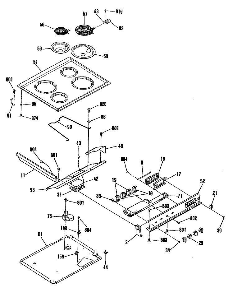 Section Diagram and Parts List for RS744GN1  Hotpoint Range