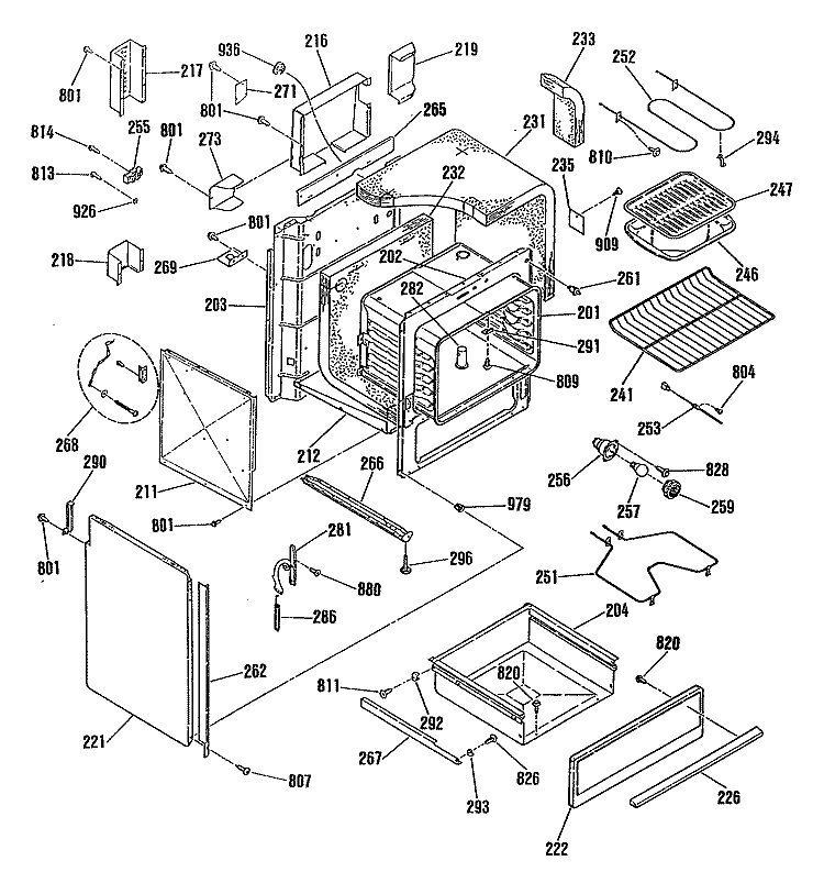 Section Diagram and Parts List for RS744GN1  Hotpoint Range