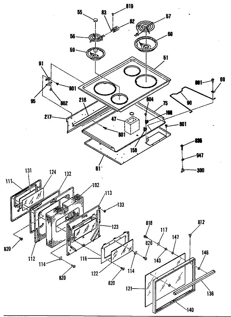 Section Diagram and Parts List for RF725GL9  Hotpoint Range
