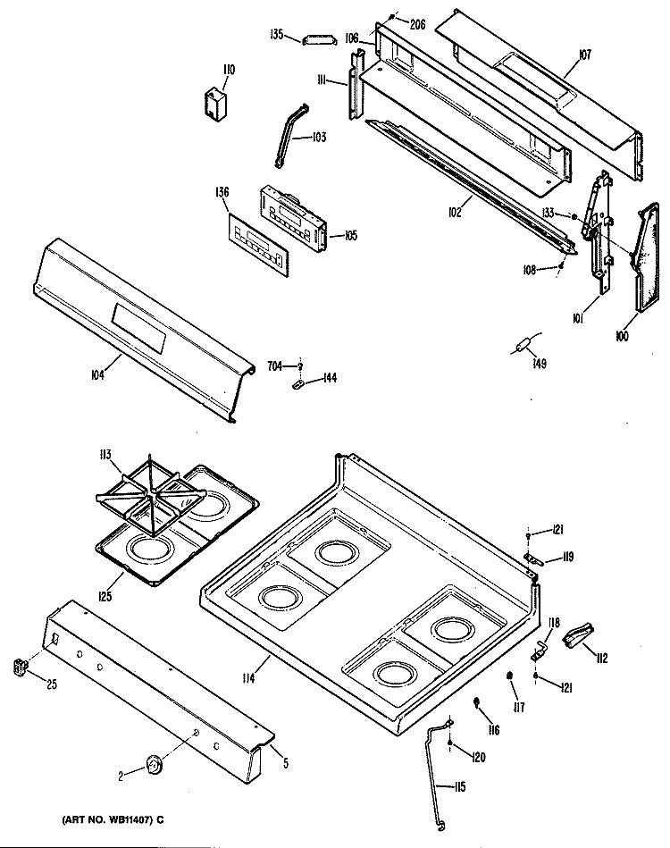 Section Diagram and Parts List for RGB746GEN1  Hotpoint Range