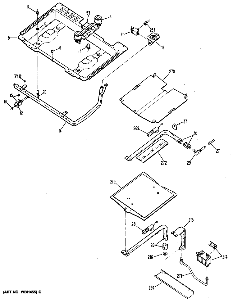 Section Diagram and Parts List for RGB746GEN1  Hotpoint Range