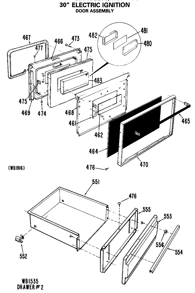 30" ELECTRIC IGNITION Diagram and Parts List for RGB746GEJA  Hotpoint Range