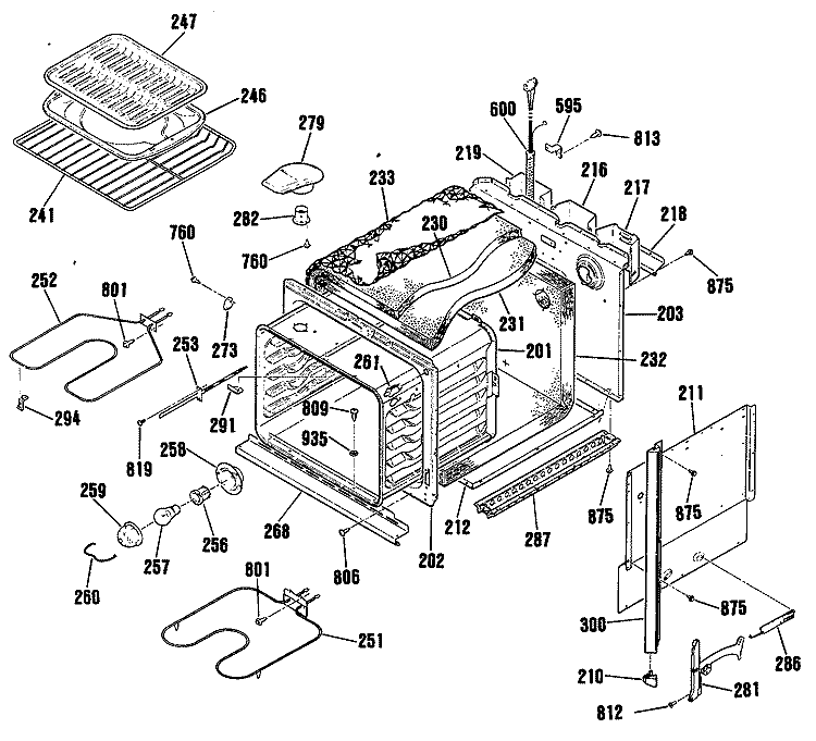 Section Diagram and Parts List for RK736GP1  Hotpoint Wall Oven