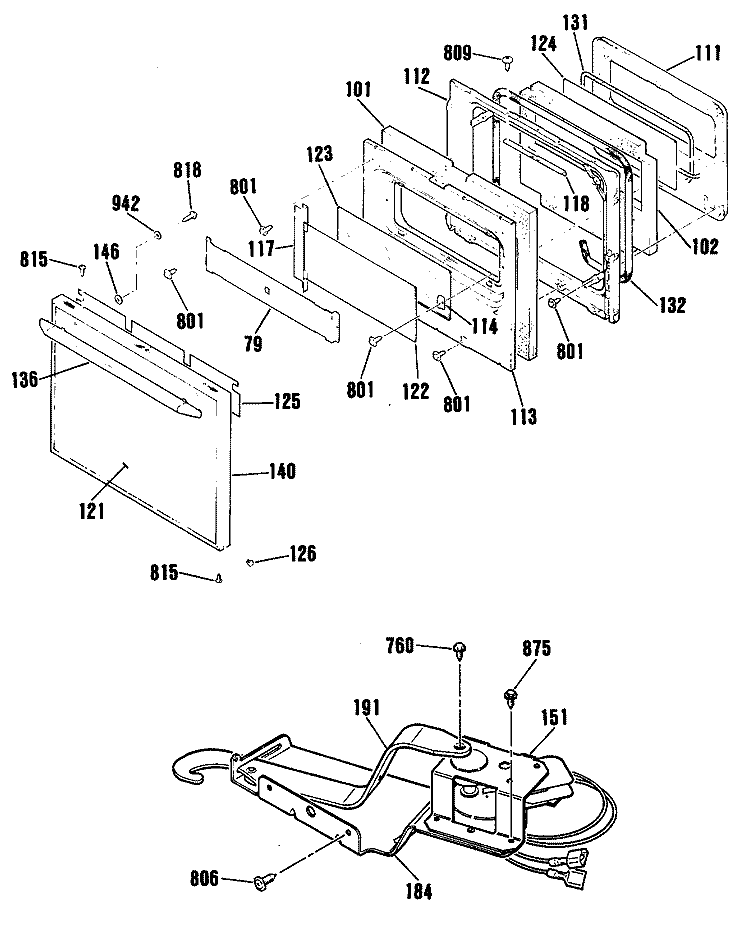 Section Diagram and Parts List for RK736GP1  Hotpoint Wall Oven