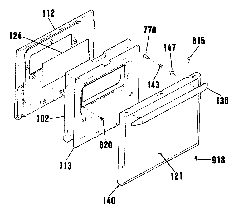 Section Diagram and Parts List for RGJ534GEP1  Hotpoint Wall Oven