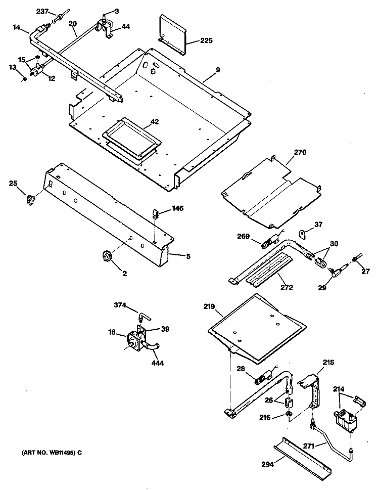 Section Diagram and Parts List for RGB747GEP1  Hotpoint Range
