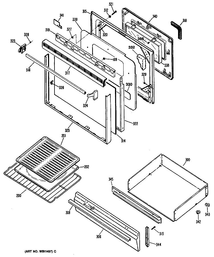 Section Diagram and Parts List for RGB747GEP1  Hotpoint Range