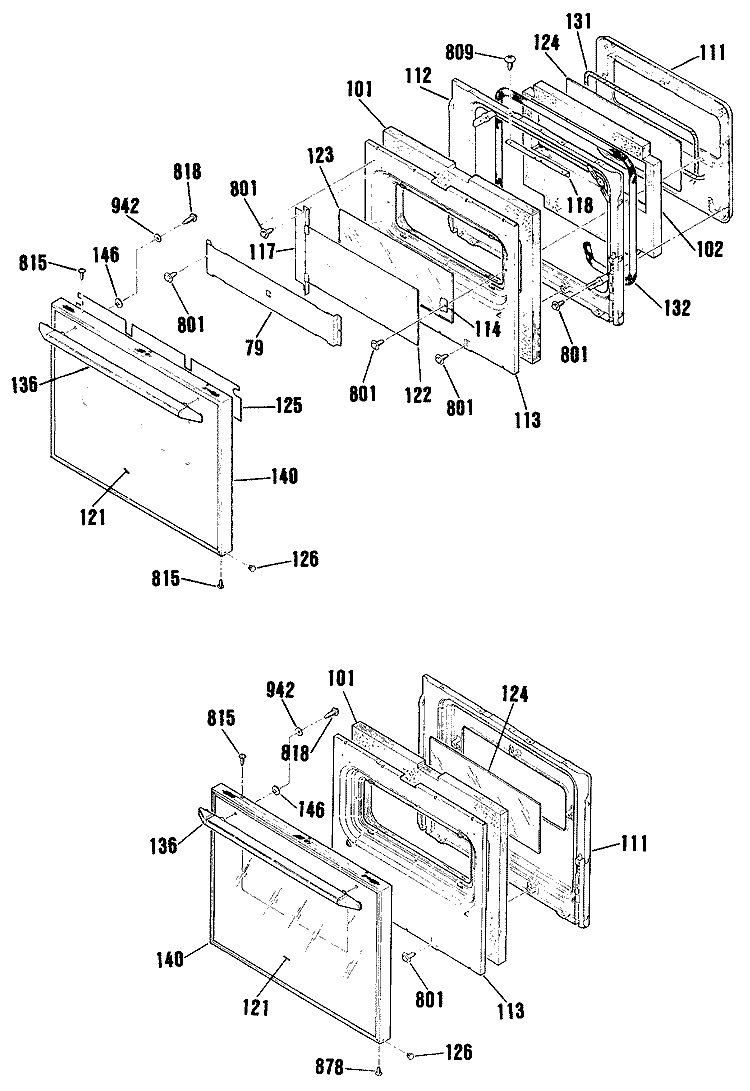 Section Diagram and Parts List for RK746GP1  Hotpoint Wall Oven