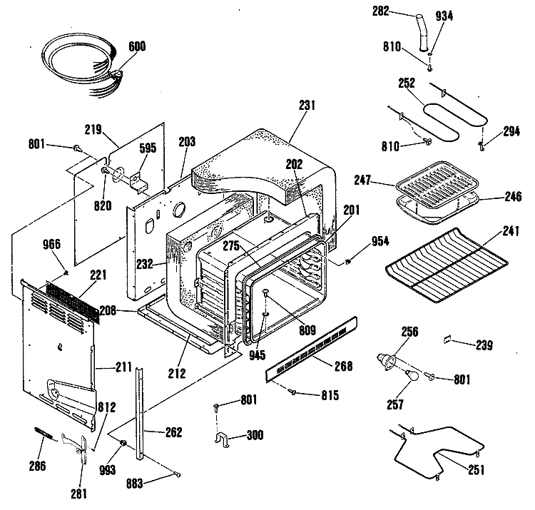 Section Diagram and Parts List for RF615GP1  Hotpoint Range