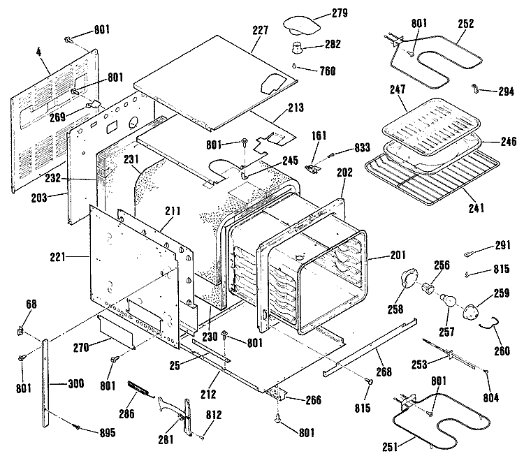 Section Diagram and Parts List for RJ734GP1  Hotpoint Wall Oven