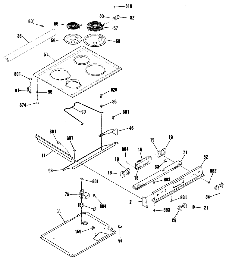 Section Diagram and Parts List for RS744GP1  Hotpoint Range