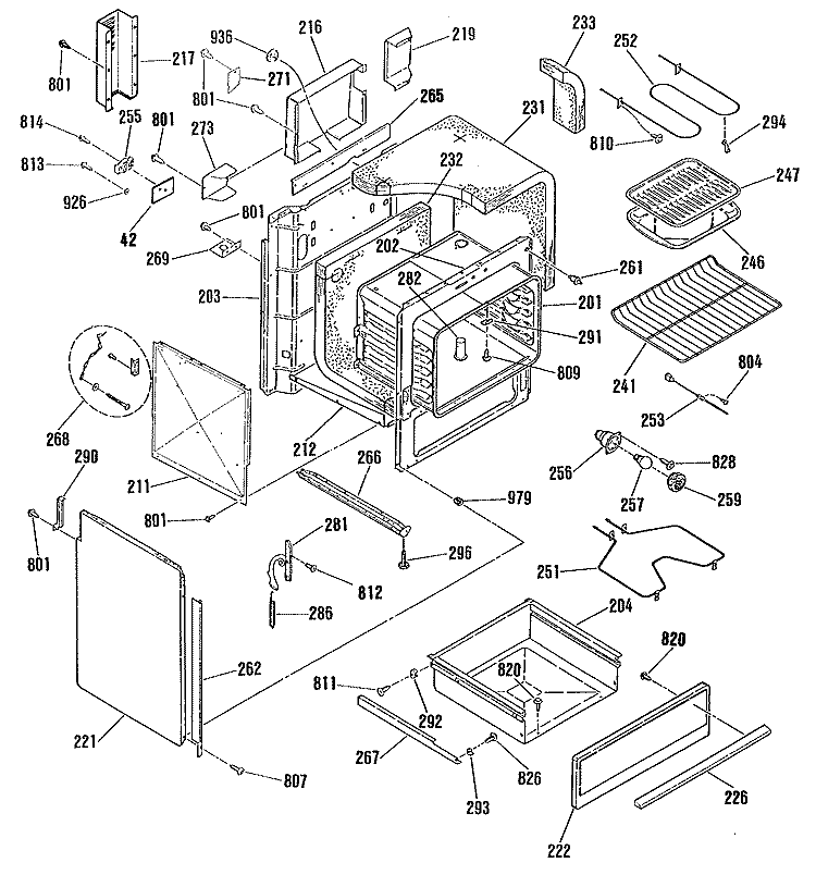 Section Diagram and Parts List for RS744GP1  Hotpoint Range