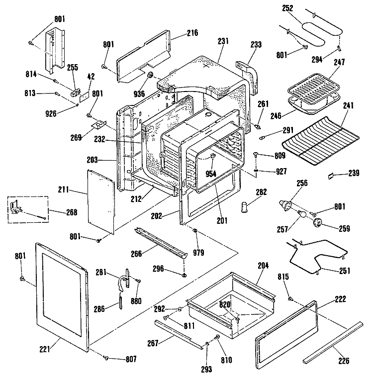 Section Diagram and Parts List for RB757GN2  Hotpoint Range