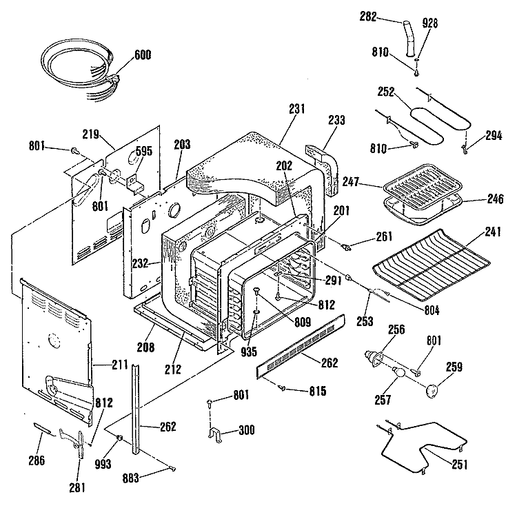 Section Diagram and Parts List for RF724GP1  Hotpoint Range