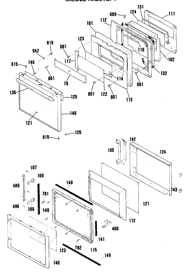 Section Diagram and Parts List for RK964GP1  Hotpoint Microwave Oven Combo