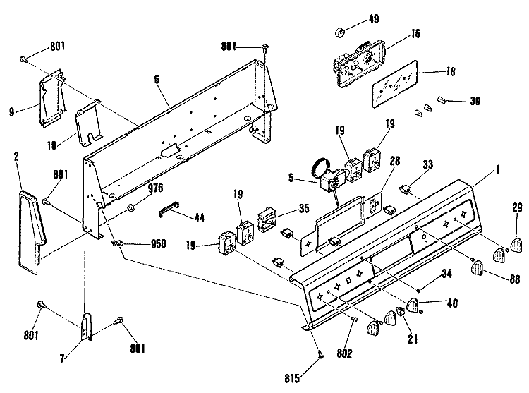 Section Diagram and Parts List for RB755GN3  Hotpoint Range