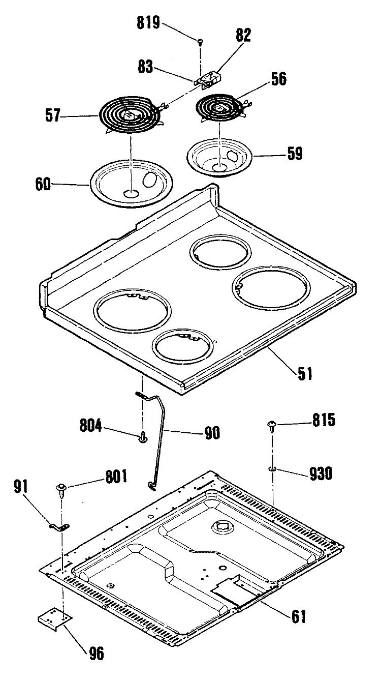 Section Diagram and Parts List for RB755GN3  Hotpoint Range