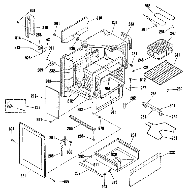 Section Diagram and Parts List for RB755GN3  Hotpoint Range