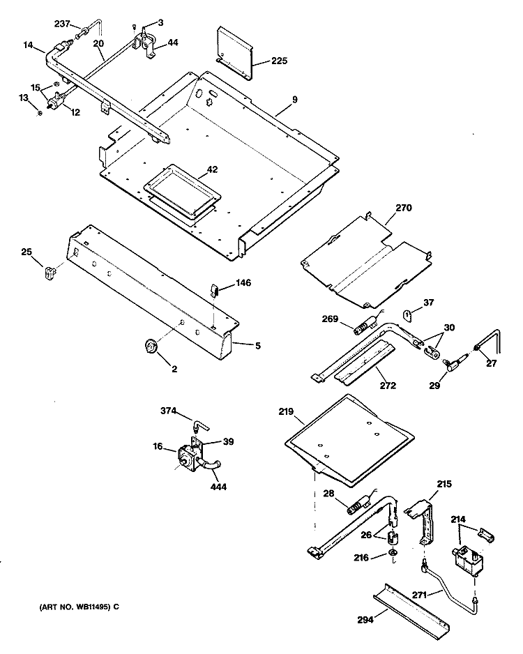 Section Diagram and Parts List for RGB747GER1  Hotpoint Range