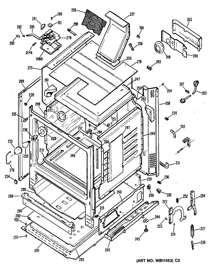 Section Diagram and Parts List for RGB744GER1  Hotpoint Range