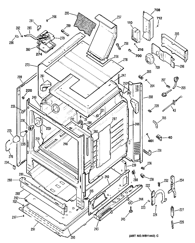 Section Diagram and Parts List for RGB745GER1  Hotpoint Range