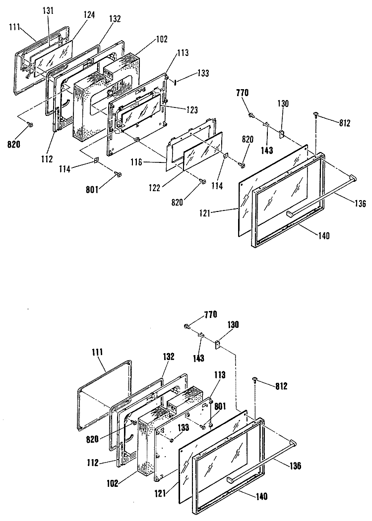 Section Diagram and Parts List for RB755GN4WH  Hotpoint Range