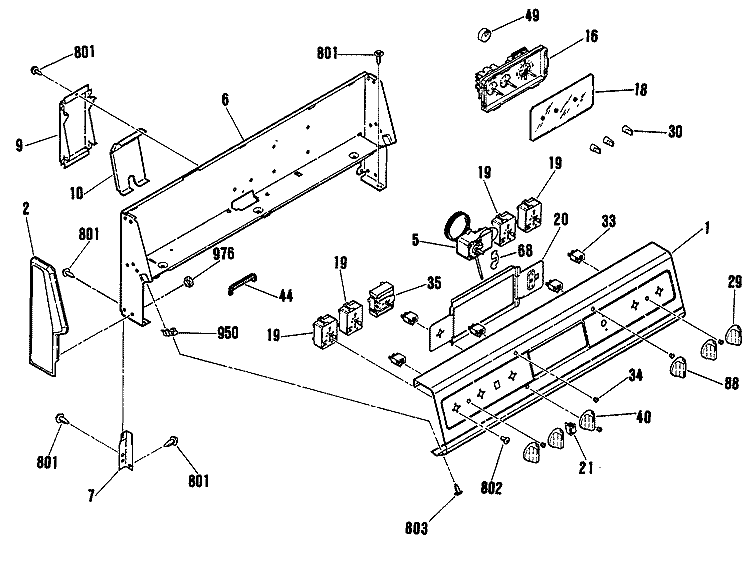 Section Diagram and Parts List for RB755GN4WH  Hotpoint Range