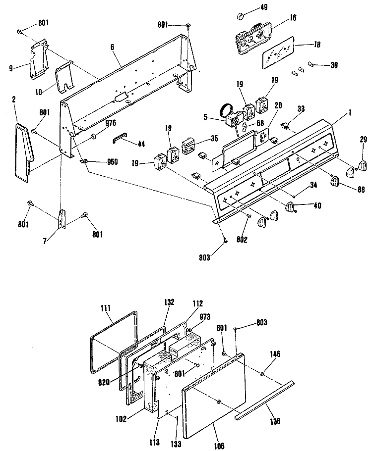 Section Diagram and Parts List for RB754N4  Hotpoint Range