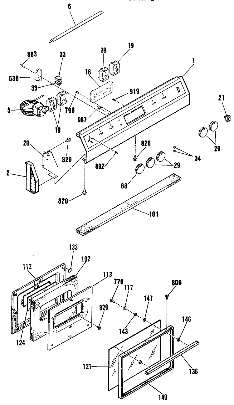 Section Diagram and Parts List for RF615GP2BG  Hotpoint Range