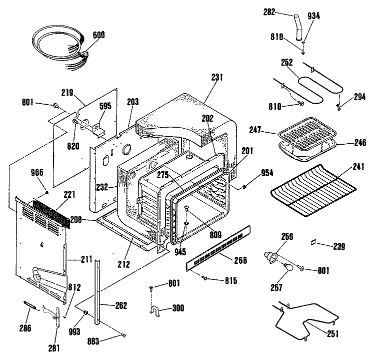 Section Diagram and Parts List for RF615GP2BG  Hotpoint Range