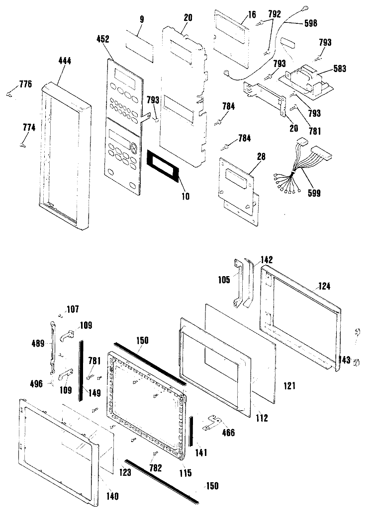Section Diagram and Parts List for RK964GP2BG  Hotpoint Microwave Oven Combo