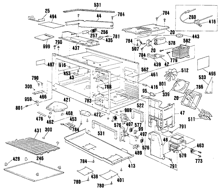 Section Diagram and Parts List for RK964GP2BG  Hotpoint Microwave Oven Combo